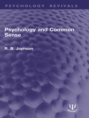 cover image of Psychology and Common Sense